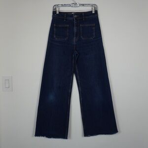 Zara Dark Blue High-Rise Wide Leg Jeans